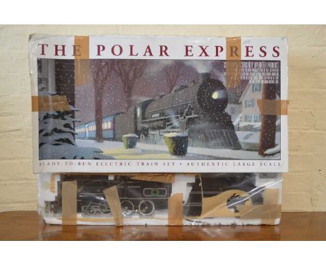 Bachmann G scale 'The Polar Express' set with locomotive, tender and two passenger car coaches, in a polystyrene box with cov