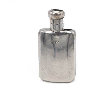 Silver hip flask, hallmarked Birmingham 1894, maker's mark rubbed. Gross weight 53 grams.