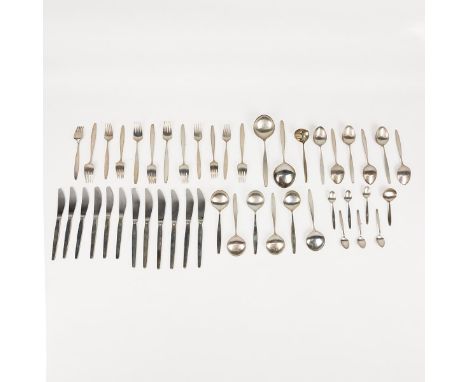 Georg Jensen, Denmark, 'Cypress' pattern, silver canteen of cutlery, circa 1954 designed by Tias Eckhoff, comprising 12 knive