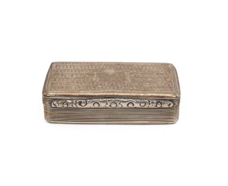 Georgian silver snuff box with engine turned decoration, hallmarked Birmingham, with silver gilt lining, maker Edward Smith, 
