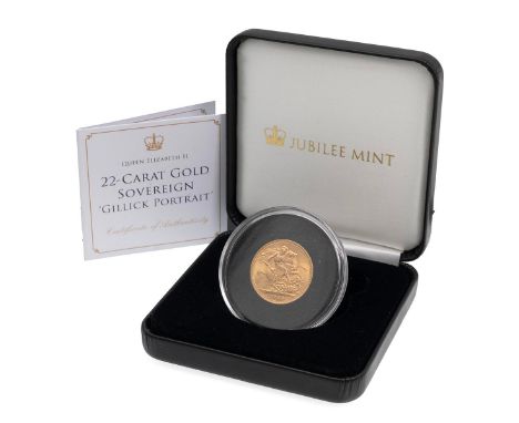 Jubilee Mint 'Gillick Portrait' sovereign 1963 with COA and presentation box.