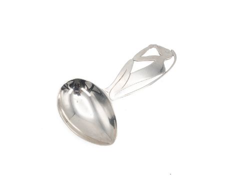 Silver caddy spoon, the handle in the form of a seated monkey, hallmarked Birmingham 1931, maker William Adams, weight 17.9 g