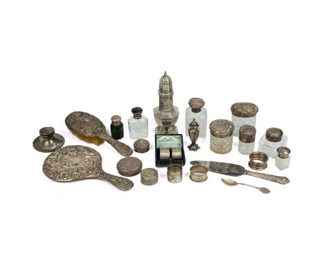Silver and silver plated items to include the following hallmarked silver: a cased pair of napkin rings, two further napkin r