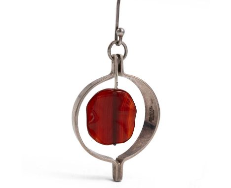 Anna Greta Eker sterling silver carnelian set pendant. Stamped 'AGE Sterling 925S Norway'. Gross weight 26.3 grams.