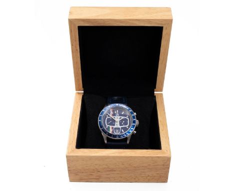 Yema Rallygraf Autobianchi gents wristwatch, limited edition, quartz chronograph. Boxed, 46mm stainless steel case, ref YMHF1
