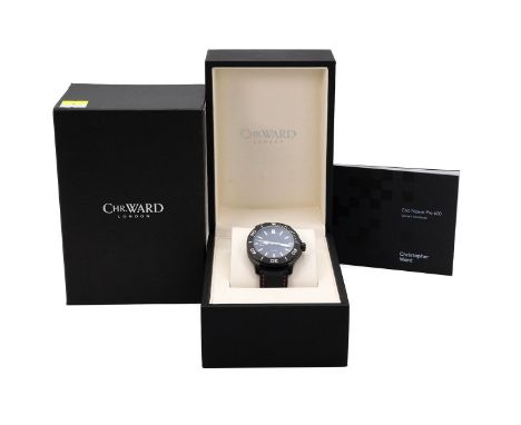 Christopher Ward C60 Trident Pro 600 automatic wristwatch, c2017. 38mm titanium case, 60ATM, black and white bezel, black cer