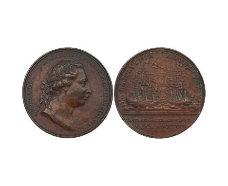 1772 Resolution and Adventure AE medal, struck from the second reverse die, without the die break (Eimer 744, BHM 165, Betts 