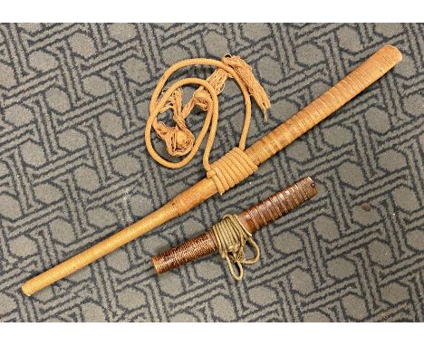 WOODEN SWORD IN WOODEN SCABBARD/WOODEN KNIFE BURMESE