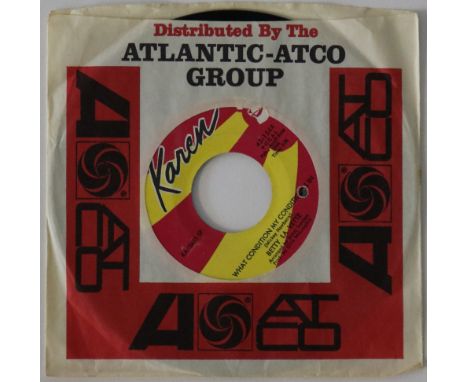 BETTY LA VETTE - WHAT CONDITION MY CONDITION IS IN 7" SINGLE - Betty La Vette's first single release on Karen Records (45-154