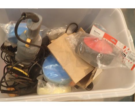 Angle grinder and two polishing machines with spare pads, mops etc 