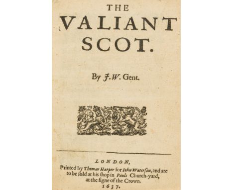 W. (J.) The Valiant Scot, first edition, woodcut device on title, modern crushed morocco by Riviere &amp; Son, inner gilt den