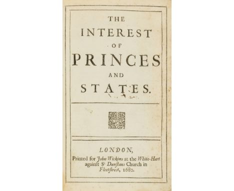 Europe.- Bethel (Slingsby) The Interest of Princes and States, first edition, 4pp. advertisements at end, lacking initial bla
