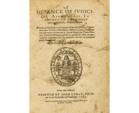 *** Please note, the description of this lot has changed ***Astrology.- Heydon (Sir Christopher) A Defence of Judiciall Astro
