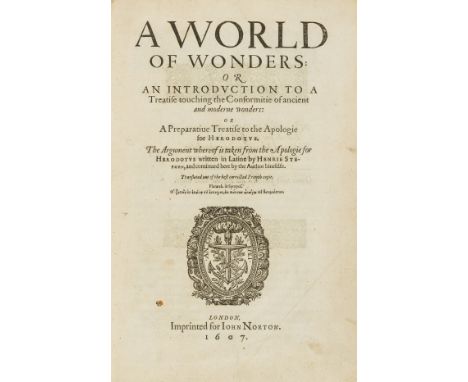 Estienne (Henri) World of Wonders: or, an Introduction to a Treatise Touching the Conformitie of Ancient and Moderne Wonders,