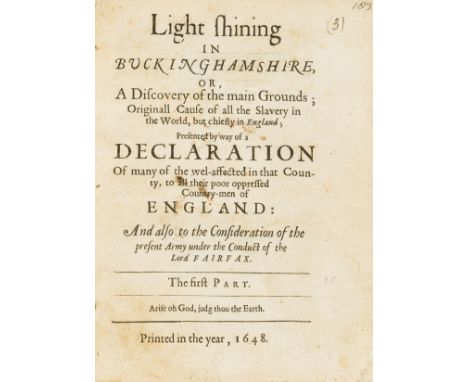 English Civil War.- Light Shining in Buckinghamshire, or, A Discovery of the main Grounds; Originall Cause of all the Slavery