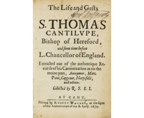 Strange (Richard) The Life and Gests of S. Thomas Cantilupe, Bishop of Hereford, and some time before L. Chancellor of Englan