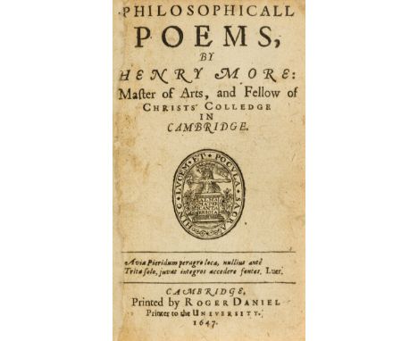 More (Henry) Philosophicall Poems, first collected edition, woodcut device on title, woodcut illustrations at end, errata lea