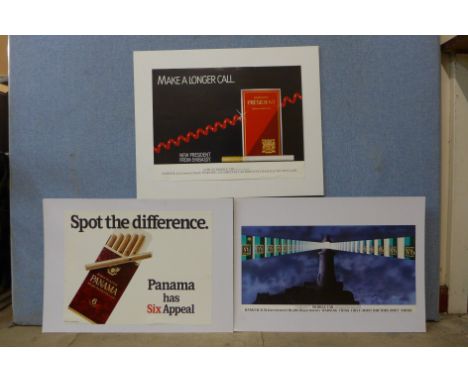 Three original Imperial Tobacco photo artworks, advertising cigarette brands, circa 1970's, approx. 64 x 45cms each 