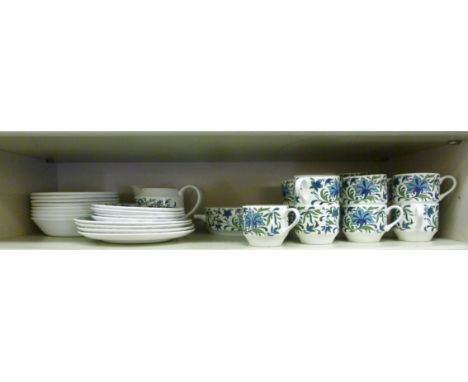 Midwinter china tableware, designed by the Marquis of Queensberry, decorated with blue and green floral ornament       OS3
