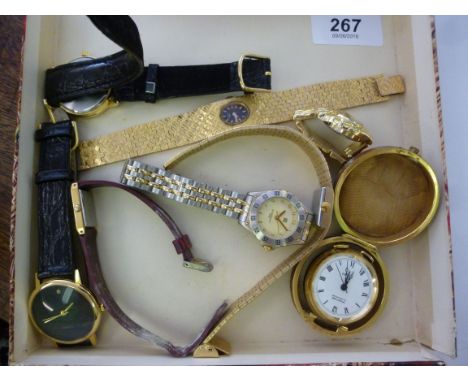 Watches: to include a lady's Rotary gold plated bracelet watch, faced by a baton dial         CS
