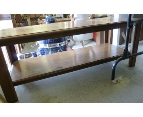 A modern light coloured oak coffee table, the top and undertier with moulded borders, raised on substantial square legs  18''