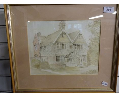 K J ELDRIDGE WATERCOLOUR OF HOUSE SIGNED 1981 (43 X 37)CM