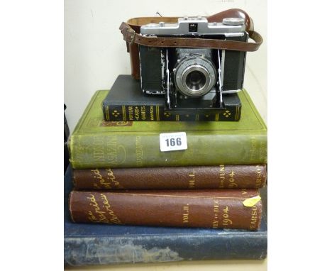 Zeiss Icon vintage 'Made in Germany' camera with case and quantity of vintage books including two volumes of 'Rapid Review'