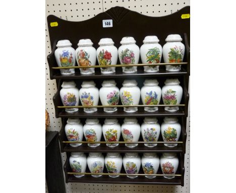 Ornamental spice rack with porcelain spice containers by Davenport