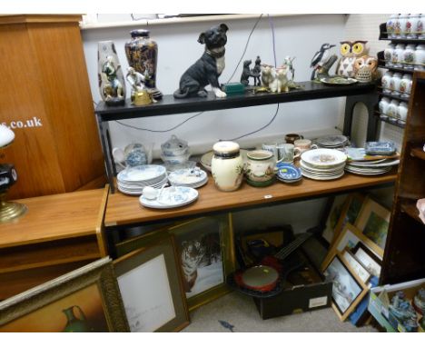 Large parcel of miscellaneous items including decorative porcelain, Staffs dinnerware, parcel of paintings and prints, househ