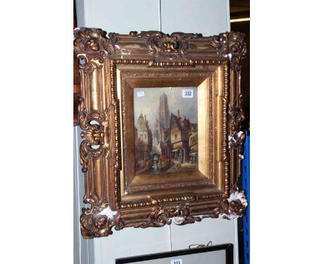 David Roberts (Scottish 1796-1864), Brittany Architectural Scene with Figures, signed lower left and inscribed verso ?urlaix,