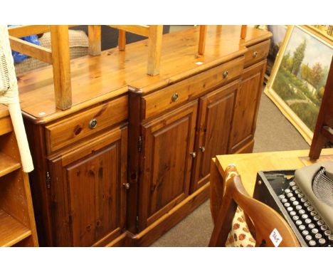 Ducal pin breakfront sideboard and Stongbow yew hall table (2).