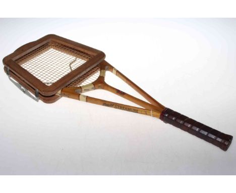 Hazell's Streamline Dunlop Red Star tennis racket by T. Reed &amp; Sons, Redcar and Southbank, 69cm.