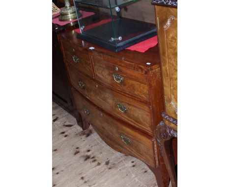 Victorian mahogany bow front chest of two short above two long drawers on splayed bracket feet, 83.5cm by 94.5cm.