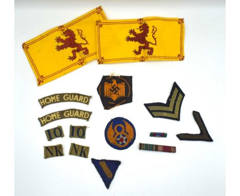 Quantity of Second World War British, American and German cloth insignia to include 10th battalion Norfolk Home Guard, 8th Am