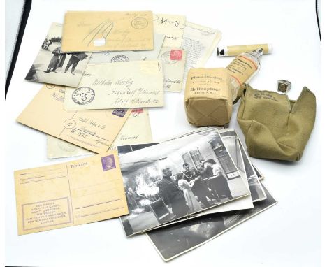 Quantity of Second World War Third Reich medical items to include bandage made by H.Hauptner Berlin in canvas cover, 1943 dat