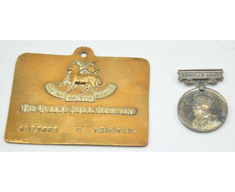 King Gerorge V Regular army Army Long Service Good Conduct medal with straight suspension bar impressed to 6079665 C. Thrower