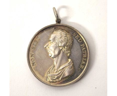 'Suffolk Pitt Club' silver medal, 1821, bust of William Pitt facing left, Legend within wreath on reverse, suspended from ori