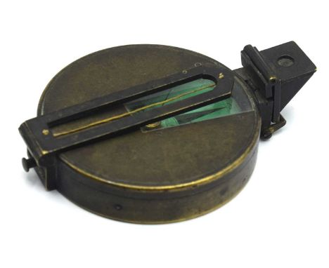 Victorian Major Hutchinson's improved Elliot Bros prismatic marching compass circa 1860s with Inictials 'F.R.M.P' to reverse,