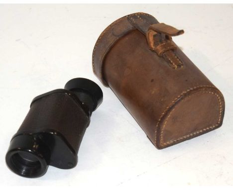 20th century British Government issue Military Monocular by Karl Zeiss stamped with Crows Foot arrow. in leather pouch
