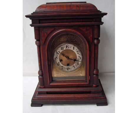An oak cased Westminster chiming mantel clock, 48cm high 