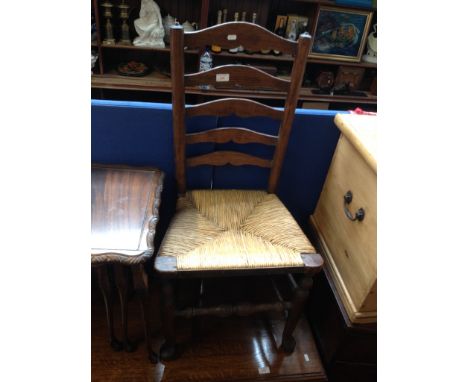 ASH LADDER BACK RUSH SEATED CHAIR. W50CM