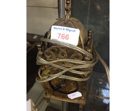 REPRO BRASS LANTERN CLOCK. H18CM    C