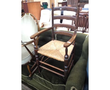LADDER BACK OAK ARMCHAIR
