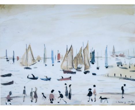 Lawrence Stephen Lowry RA RBA (1887-1976): colour lithograph, Yachts, limited edition 651/850, blind stamp lower left, 43 x 5