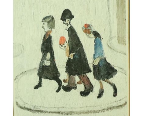 Lawrence Stephen Lowry RA RBA (1887-1976): pen signed colour lithograph, The Family, from a limited run of 850, blind stamp l