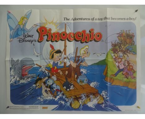 PINOCCHIO (1980's Release) - UK Quad Film Poster - Classic WALT DISNEY animated adventure - 30" x 40" (76 x 101.5  cm) - Fold