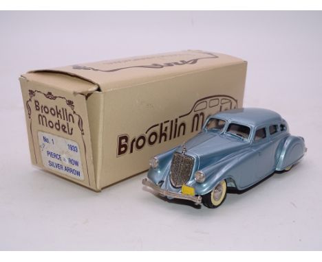 A BROOKLIN MODELS HANDBUILT WHITE METAL NO.1 AMERICAN CAR 1933 PIERCE ARROW - VG IN G BOX