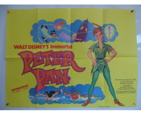 PETER PAN (1970's Release) - UK Quad Film Poster - Classic WALT DISNEY animated adventure - 30" x 40" (76 x 101.5 cm) - Folde