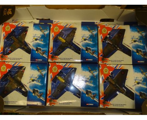 A GROUP OF CORGI AVIATION ARCHIVE 1:72 SCALE MODEL FIGHTER PLANES FROM THE BATTLE OF BRITAIN SERIES as lotted - VG in G boxes