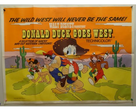 DONALD DUCK GOES WEST (1977 Release) - UK Quad Film Poster - Classic WALT DISNEY animated adventure - 30" x 40" (76 x 101.5 c
